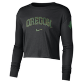 Nike Black Oregon Cropped Long Sleeve Logo T-Shirt - Smgarment's